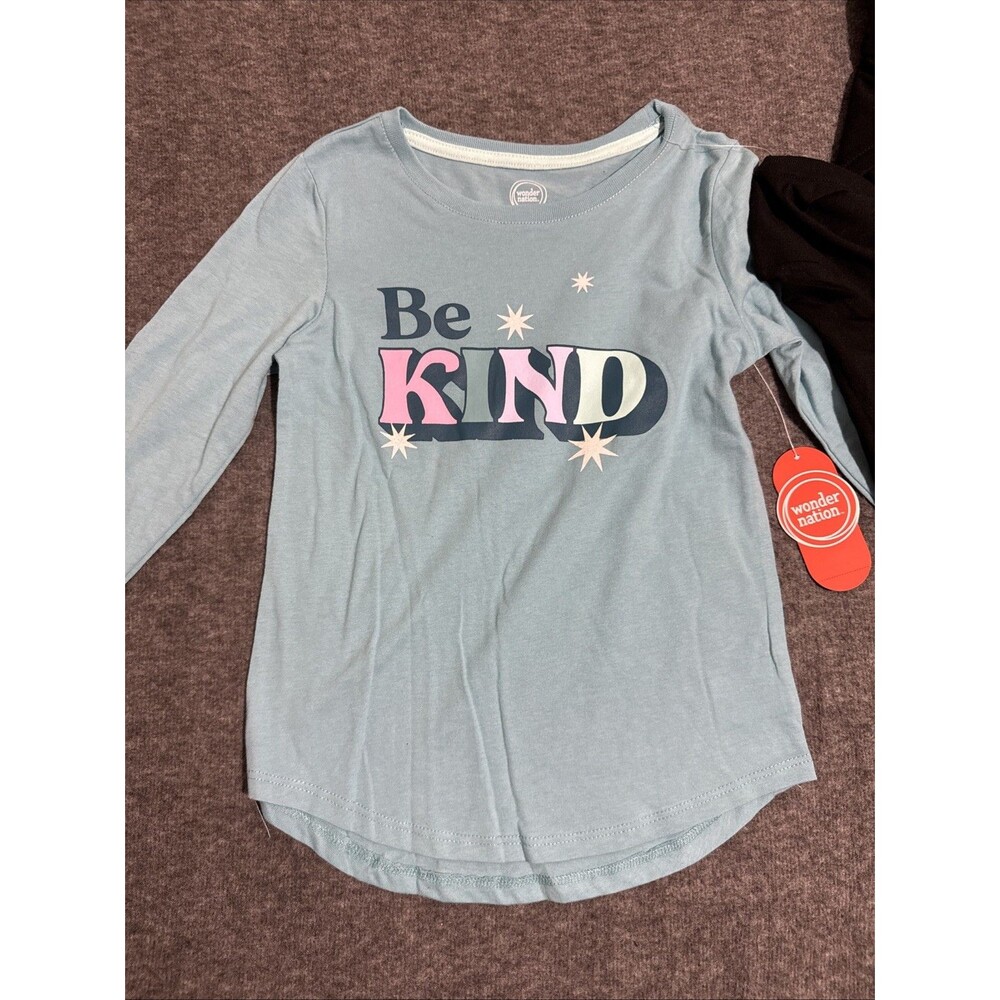 Wonder Nation Girl's Long Sleeve 2 Pack Print Black Small 6-6x - Picture 5 of 6